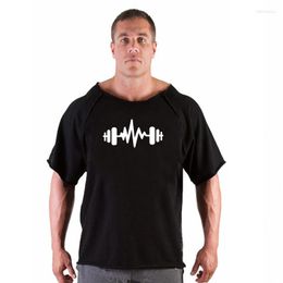 Herren-T-Shirts 2023 Fashion Printed Sportswear T-Shirt Muscle Shirt Fitness Herren Bodybuilding Fledermausärmel Lappen Top Street Hip-Hop
