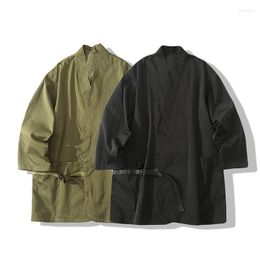 Men's Casual Shirts Cityboy Japanese Shirt Style Kimono Coat Men Streetwear Fashion Hip Hop Cargo Jacket Cardigan Male Trenchcoat