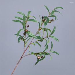 Decorative Flowers Simulated Olive Branch Eye-catching Artificial Plant Realistic 4 Forked With Fruit