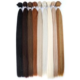 Hair pieces Synthetic Straight Hair Weave Bundle Black Brown Blonde Hair Weaving Double Weft Silky Straight Hair Extension For Women 230504