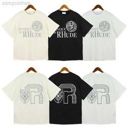 Men's T-Shirts 2023ss New RHUDE T-shirt Men Woman Short Sleeve Best Quality Loose Casual Cotton Top Tees harajuku With Tags