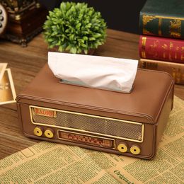 Tissue Boxes Napkins RadioShaped Iron Tissue Box Household Living Room Table Paper Extraction Box Personalised Crafts Decoration Paper Extraction Box Z0505