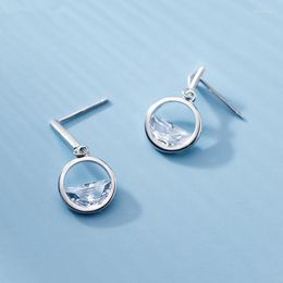 Dangle Earrings 925 Sterling Silver Cubic Zirconia Circle Asymmetry Triangle Short Drop Earring Factory Wholesale