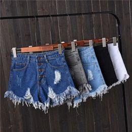 Women's Shorts Female Fashion Casual Summer Cool Women Denim Booty Shorts High Waists FurLined LegOpenings Big Size S6XL Sexy Short Jeans Z0505