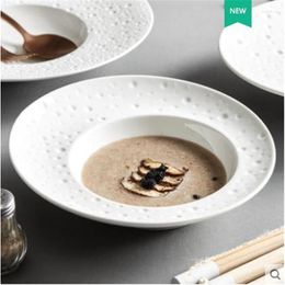 Plates White Special Creative Moon Pit Tableware Straw Hat Plate High-End Western Pasta Soup Home Deep