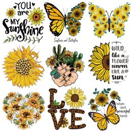Notions Sunflower Iron on Transfers Cute Patches Decals Flower Appliques for T Shirts Spring Decals Heat Transfer Sticker for Clothes Pillow Covers DIY Decorations
