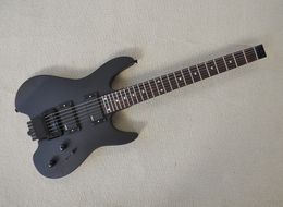 Matte black headless electric guitar with rosewood fretboard 24 frets can be customized as request