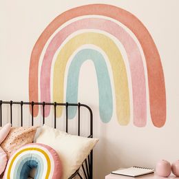 Wallpapers Large Rainbow Wall Stickers For Kids Rooms Nordic Bohemia Style Decorative Cute Wallpaper Sticker For Children Nursery Room Girl 230505