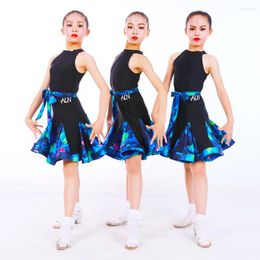 Stage Wear NY10 D2083 Sleeveless Callor Lotus Design Kids Latin Dance Dress For Girl Competition Ballroom Dancing Costume