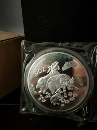 Arts and Crafts Chinese Shanghai Mint 5 oz zodiac sheep flower silver Commemorative Medallion