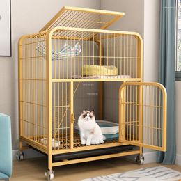 Cat Carriers Simple Iron Art Cages Household Multi-storey Villa Indoor Large House With Wheels Cage For Modern Pet Supplies
