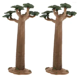 Decorative Flowers 2 Pcs Scenery Architecture Trees Artificial Palm Mini Plants Realistic Model Accessories Landscape Terrarium Miniatures