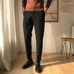 Men's Suits 2023 Men Autumn Winter Solid Colour Warm Suit Pants Business Casual Straight Male Woollen Formal Trousers W104
