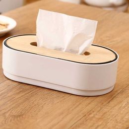 Tissue Boxes Napkins Tissue Box with Bamboo Cover Napkin Holder Home Storage Boxes Dispenser Case Office Organizer for Toilet Bathroom Bedroom Z0505