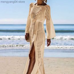 Women's Swimwear Sexy Empire Hollow Swimwear Cover-ups Long Crochet Dress Beach Outfits for Women One-pieces and Cutout Summer Clothes Swimsuit T230505