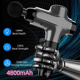 Full Body Massager Gun High Frequency Professional 4800mAh 16 8V Fitness Muscle Relax Electric Fascia LCD Display 7 Gears 230505