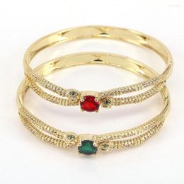 Bangle 3PCS Luxury Geometric Crystal Zircon Bangles For Men Women Jewellery Gold Plated Wedding Party Cuff