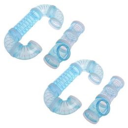 Decorations 2 Set Hamster Tubes Adventure External Pipe Set Hamster Cage Toys To Expand Space DIY Creative Connection Tunnel Blue