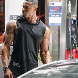 Mens Tank Tops Brand Gym Clothing Bodybuilding Hooded Top Cotton Sleeveless Sweatshirt Fitness Vest Workout Sportswear Hoodies Male 230504