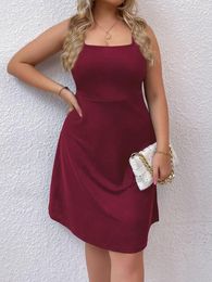 Plus Size Dresses Mini Dress Women's Tank A Line Wine Red 4XL Sleeveless Oversized 2023 Summer Sexy Casual Party Curvy