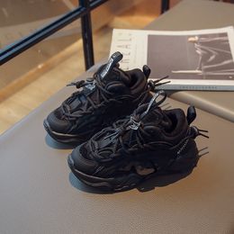 Первая пешеходная детская мода Solid Black осень и зимняя спортивная обувь