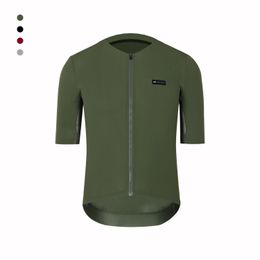 Cycling Shirts Tops SPEXCEL Coldback Fabric UPF 50 Pro Aero Short sleeve cycling Jerseys Seamless No collar design zipper pocket green 230505