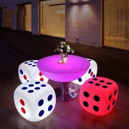 40CM LED Luminous Dice Cube Bar Stool Rechargeable Waterproof Glowing Chair For DJ Bar Wedding Birthday Christmas Decoration