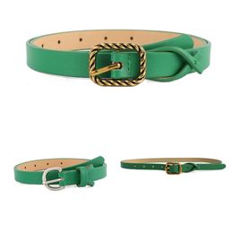 Gürtel Women'a Green Square Buckle Belt Pure Color Thin Belt Female Belts for Women Luxury Designer 230505