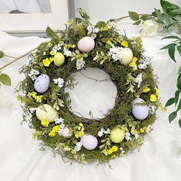 Decorative Flowers Natural Plants Easter Egg Wreath Artificial Garland For Front Door Wall Hangings Decorations Ornaments 2023 Spring