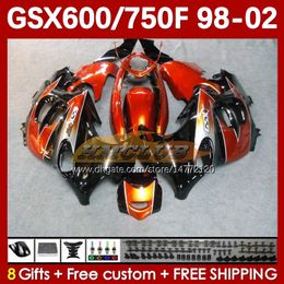 Body For SUZUKI KATANA GSX600F GSXF750 GSXF-750 GSXF 600 750 CC 169No.63 GSX750F 600CC 750CC 98 99 00 01 02 GSXF600 GSXF-600 1998 1999 2000 2001 2002 Fairing orange stock