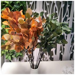 Decorative Flowers Artificial Plants Straight Stem Fruitless Money Leaf Home Garden Decorate