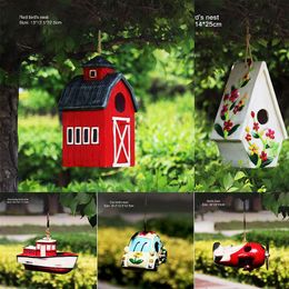 Nests 5kinds Resin Bird Nest Hanging Bird House Bird Cage Accessories Garden Small Animal Nest Outdoor Garden Decoration Birdhouse Box