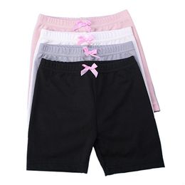 Shorts 4PCS Toddler Children Kid Baby Girls Solid Bow Girls Safety Pants Shorts Underwear 27 Year Breathable Short Tights Kids Shorts 230504