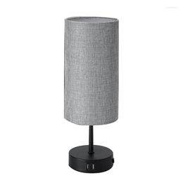 Table Lamps Lamp With USB Port Touch Control 3 Way Dimmable Nightstand Fabric Shade For Bedroom Living Room Office US Plug