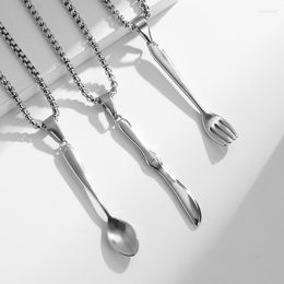 Chains Hip Hop Men's Necklace Stainless Steel Pendants Chain Knife Fork Spoon Rolo For Men Women Punk Cool Jewelry Fashion Gift