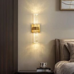 Wall Lamp Clear Crystal LED Lights For Bedroom Parlor Dining Room Modern Sconce Gold Metal 3000K Minimalist Home Deco