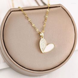 Pendant Necklaces Fashion Romantic Heart Necklace Gold Colour Long Chain Cubic Zircon Charm Party Wedding Gift Jewellery For Women