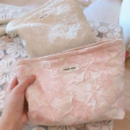 Cosmetic Bags Cases Flower Women's Cosmetic Bag Cotton Make Up Brushes Cosmetics Organiser Handbag Travel Toilet Bag Female Pouch Beauty Pencil Case 230504