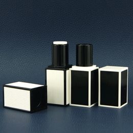 100pcs 12.1mm White Black Rim Square Empty Lipstick Tube Lip Balm Container Cosmetics Refillable Travel Bottle Packaging