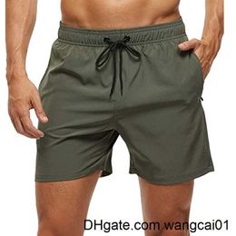 wangcai01 Men's Shorts Fashion Beach Shorts Elastic Closure Men's Swim Trunks Quick Dry Beach Shorts With Zipper Pockets