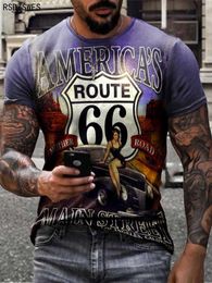 Men s T Shirts 66 American Road Style T Shirt 3D Printed Men Women Sportswear Harajuku Trending Casual Short sleeve Oversize T Shirt 230504