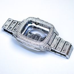 Luxus-Bügel Schutzhülle Mod Kit Integrierter Metallblitzbohrer Diamantabdeckung DIY-Hüllen Uhrenarmband Armband Armband für Apple Watch Serie 6 7 8 45 mm 44 mm