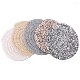Table Mats LUDA Round Cotton Braided Place Non-Slip Set Of 5 Cups Dining Kitchen Washable Small