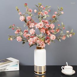 Decorative Flowers Simulation Single Stem Wild Camellia Peach Plum Blossom Home Living Room Dining Table Wedding Decoration Artificial Fake