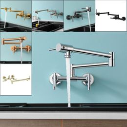 Kitchen Faucets SKOWLL Pot Filler Sink Faucet Wall Mount Mixer Tap With 2 Handle Polished Chrome MF-6012
