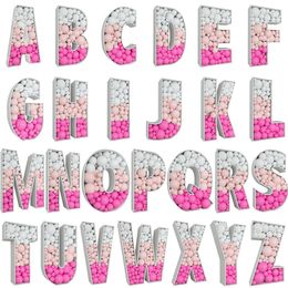 Other Event Party Supplies 91.5CM Letter Number Giant Birthday Figure Balloon Filling Box Wedding Decor Baby Shower Baloon Mosaic Frame 230504