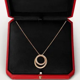 trinity necklace for women designer diamond Gold plated 18K highest counter Advanced Materials European size jewelry crystal premium gifts with box 012