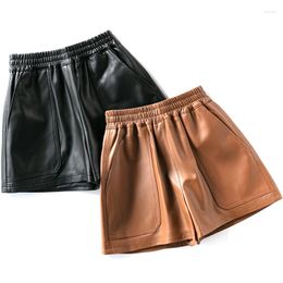 Women's Pants Real Sheepskin For Women Spring Genuine Leather Shorts Straight Trousers Korean Boots SGG