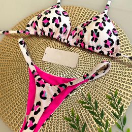 Womens Swimwear QINJOYER Swimwear Women Leopard Print Bikini Biquini Brazilian Swimwear 2 Piece Set Women Bikini String Swimming Suit Beach Wear 230504