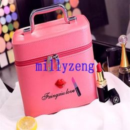 Cute Lure Lips Makeup Case Portable Small Portable Large Capacity Cosmetic Wash Bag Red248C